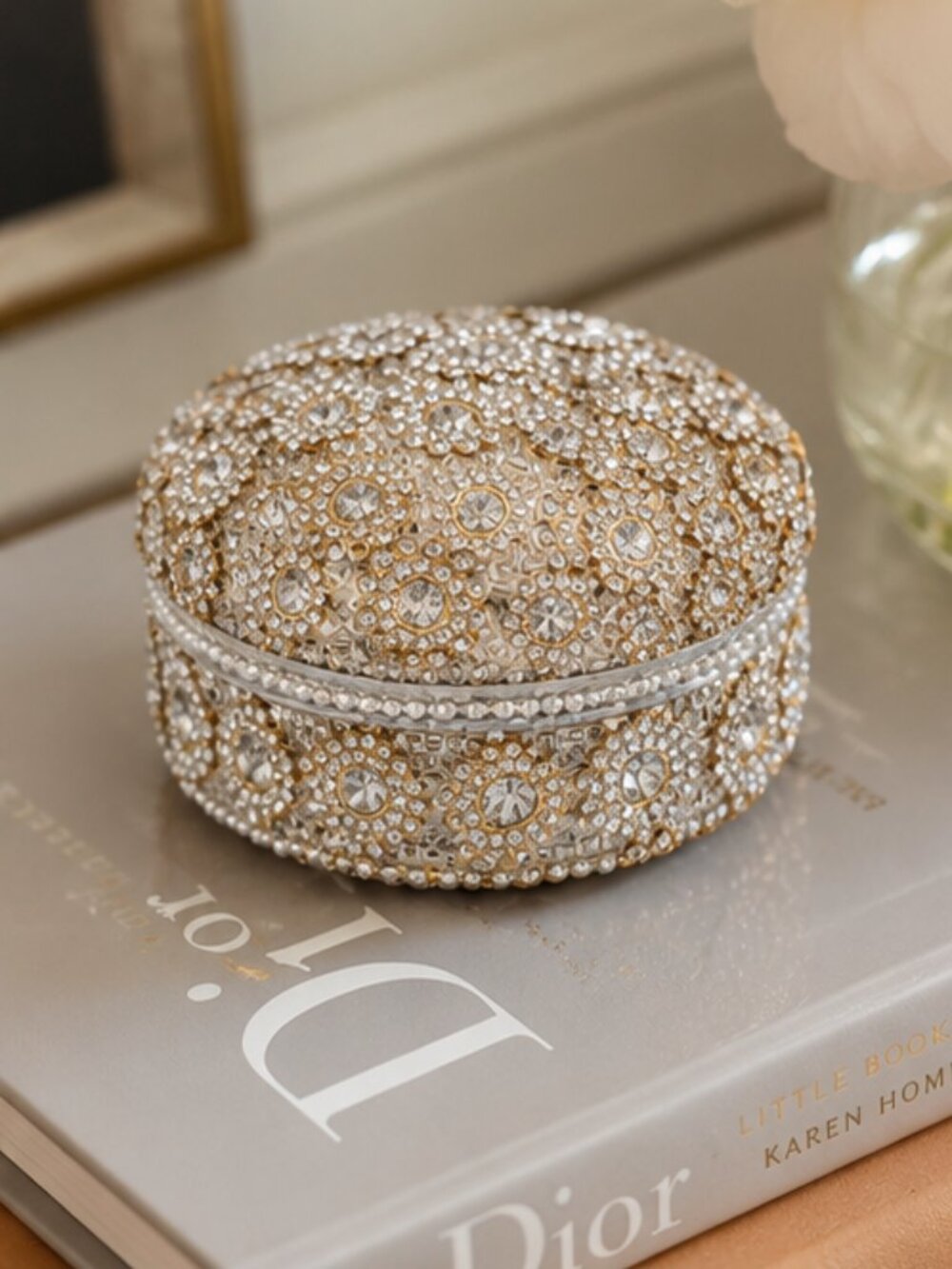 Sparkling Rhinestone Jeweled Ring Trinket Box – Glam Vanity Decor - Picture 3 of 5